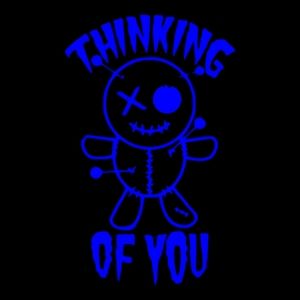 Blue Thinking Of You Voodoo Premium permanent vinyl decal 3.5Wx6H